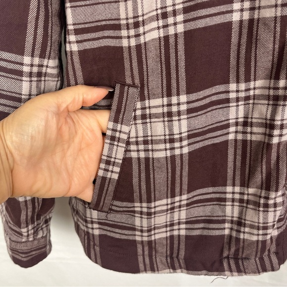 CARHARTT Womens Flannel Fleece Lined Workwear Purple Plaid Shacket Shirt XL - Picture 7 of 10